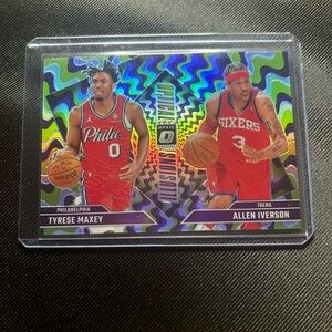 Philadelphia 76ers Tyrese Maxey Allen Iverson Optical Illusions Basketball card